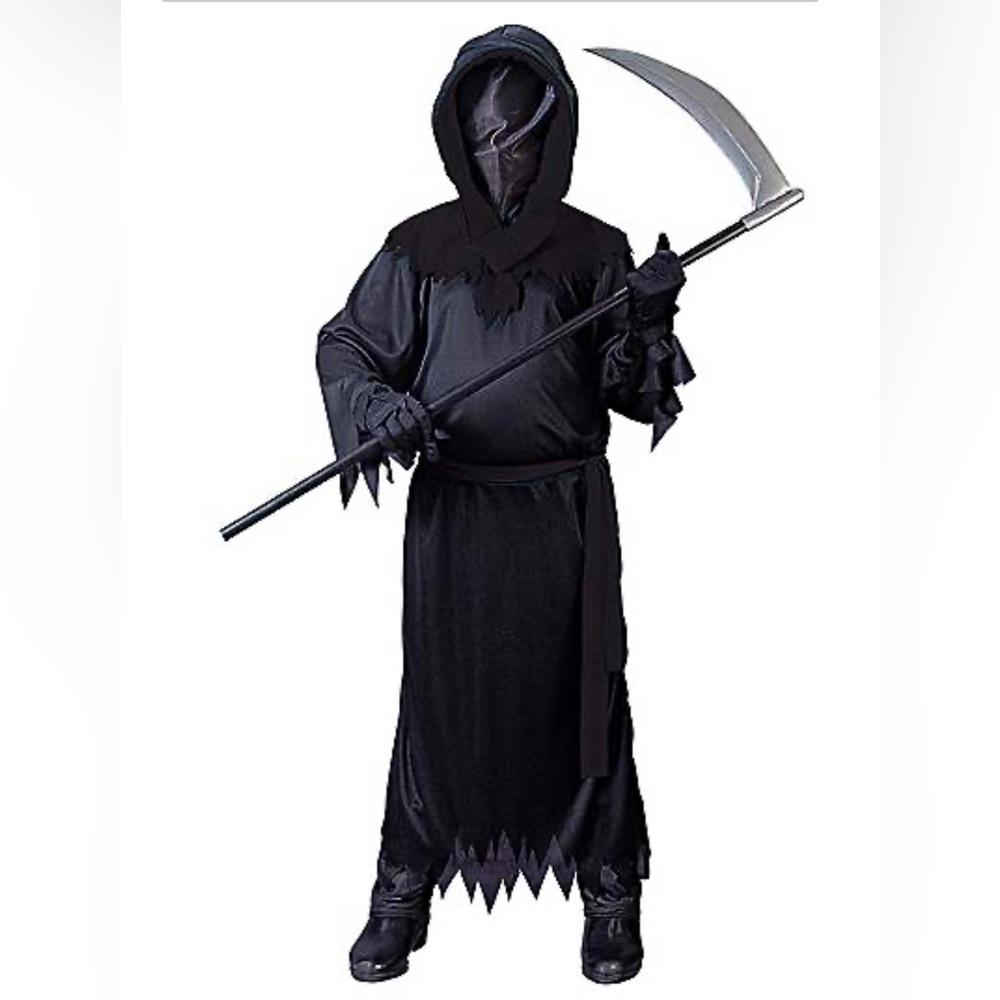 Spirit Halloween Hooded Unknown Phantom Costume Black Kid Large